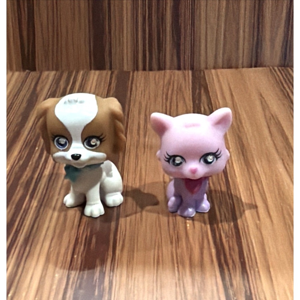 Polly Pocket Sparkle Pets Sparkling Figures Lot Puppy #56 Kitten #57